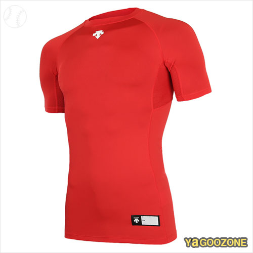 [DESCENTE] S7221ZPC04 RED0 절개 라운드 반팔 언더셔츠(빨강)